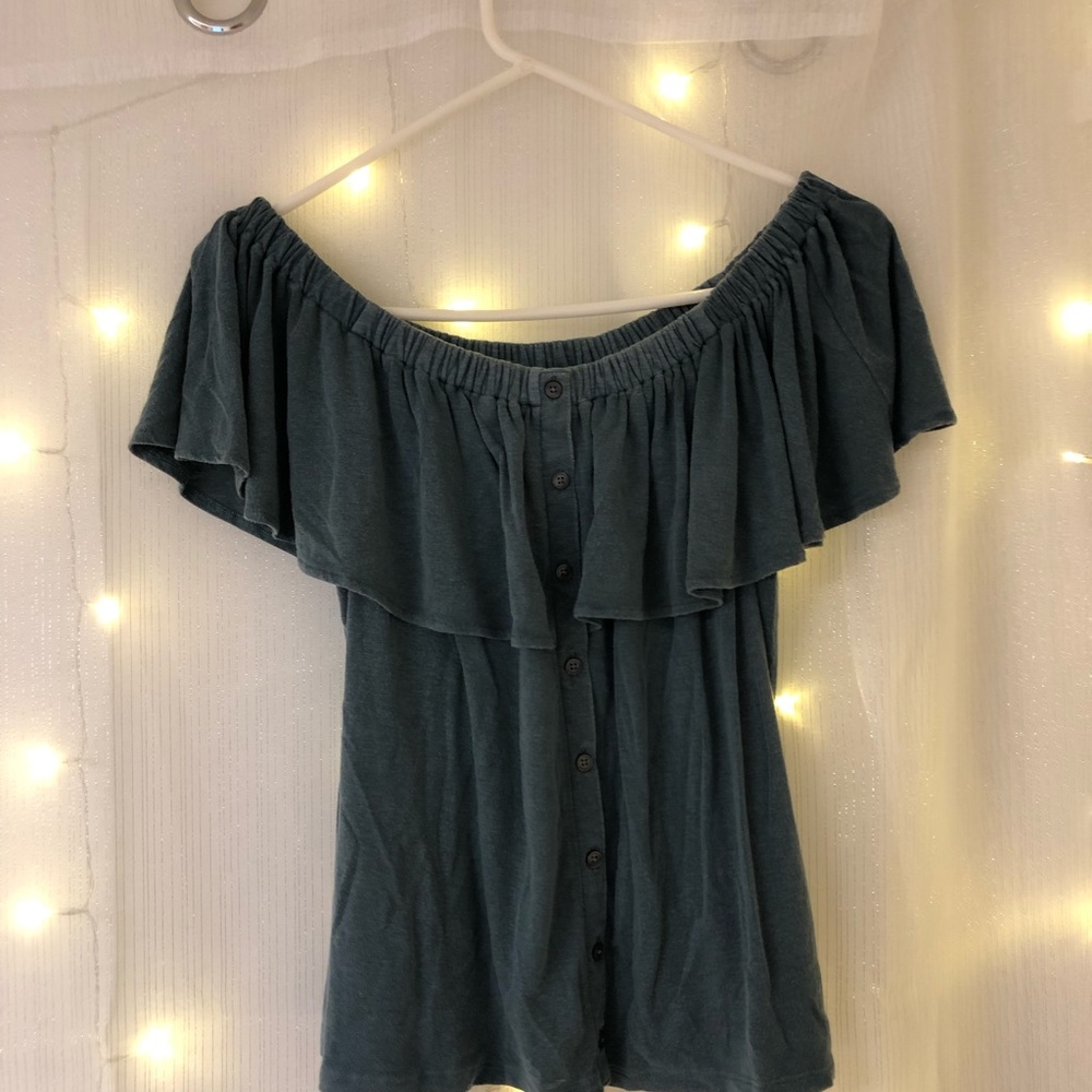 Teal off the shoulder top